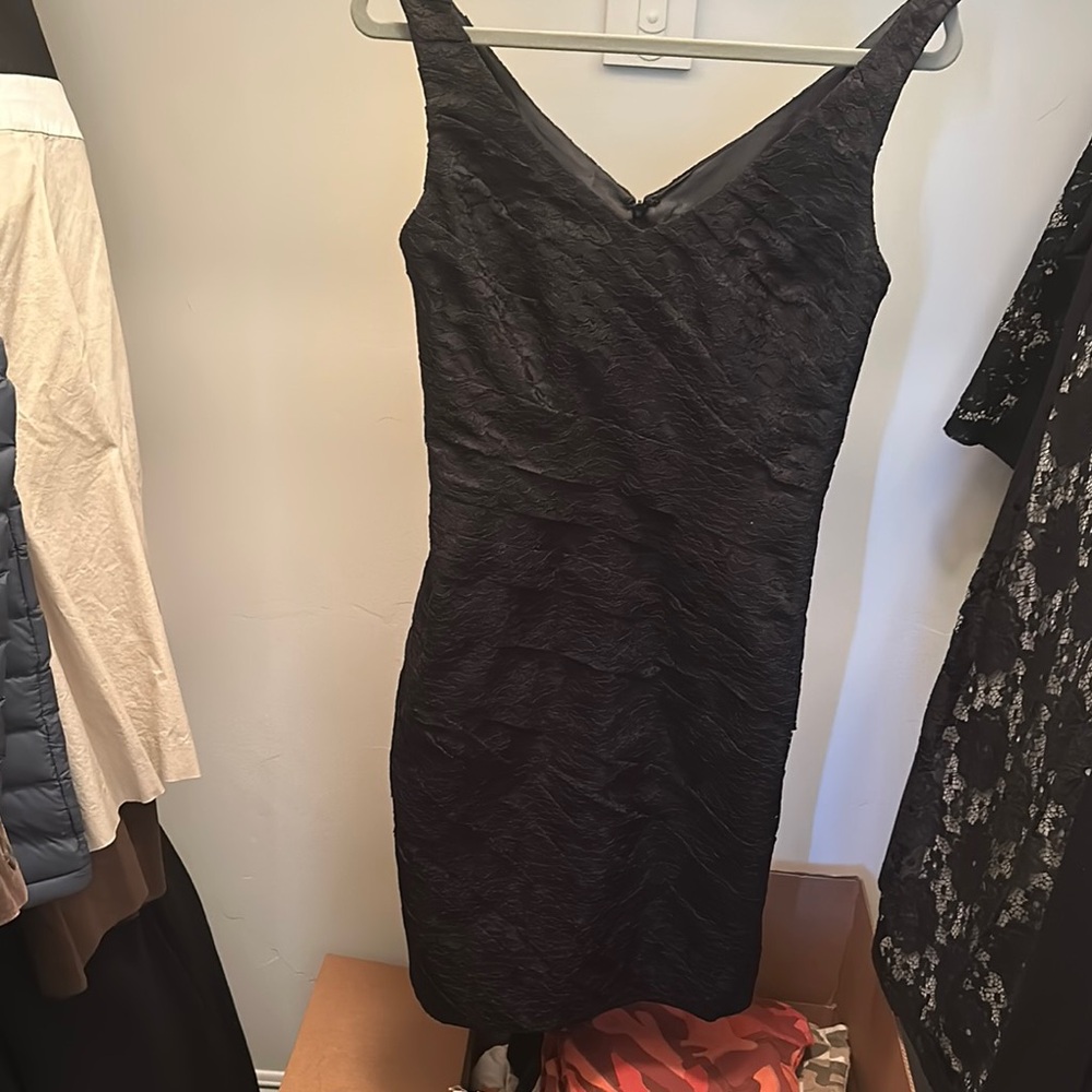 Ann Taylor Black Ruched Sheath knee length  Dress